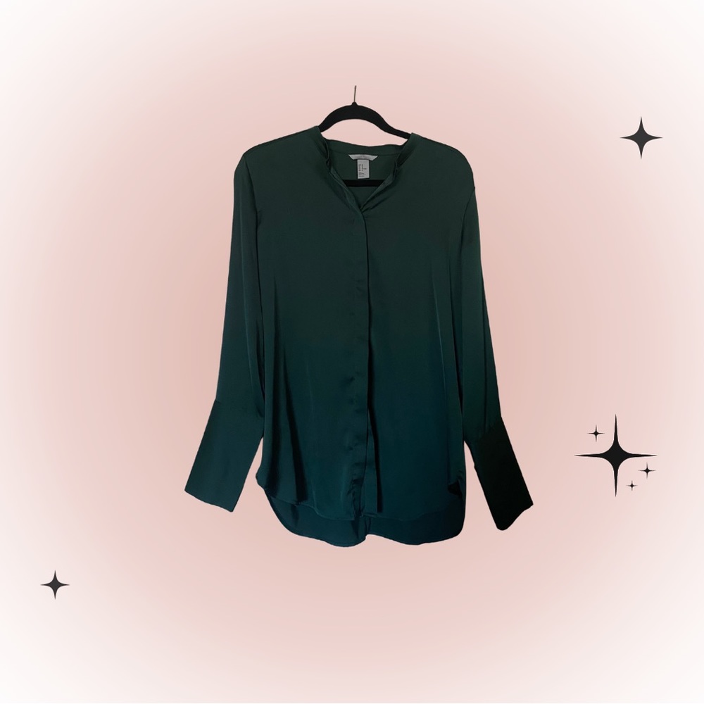 emerald green satin blouse